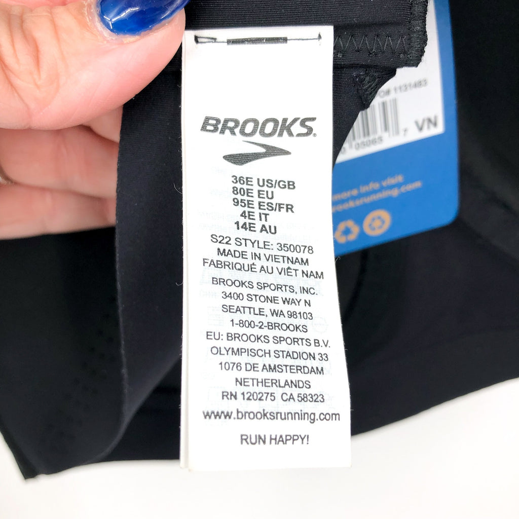 BROOKS Women's Dare Underwire Run Bra Size 36E DD Black High Support NWT