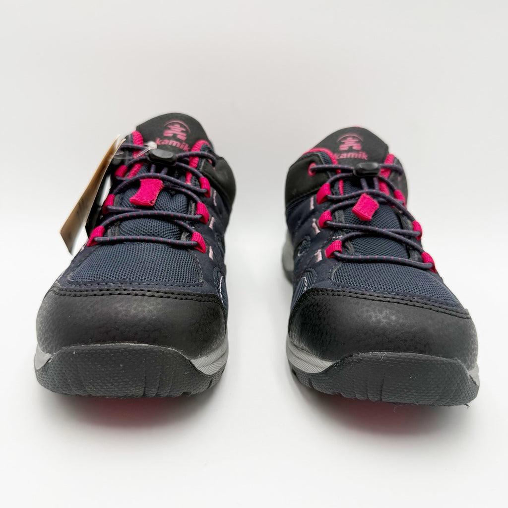 Kamik Girls Trax Outdoor Sneakers Size 5 Navy Blue Pink Bungee Waterproof NWT