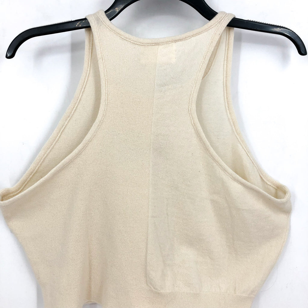 ACTIVE CASHMERE Women's Cashmere Crop Tank Top XL Cream Racerback NWT