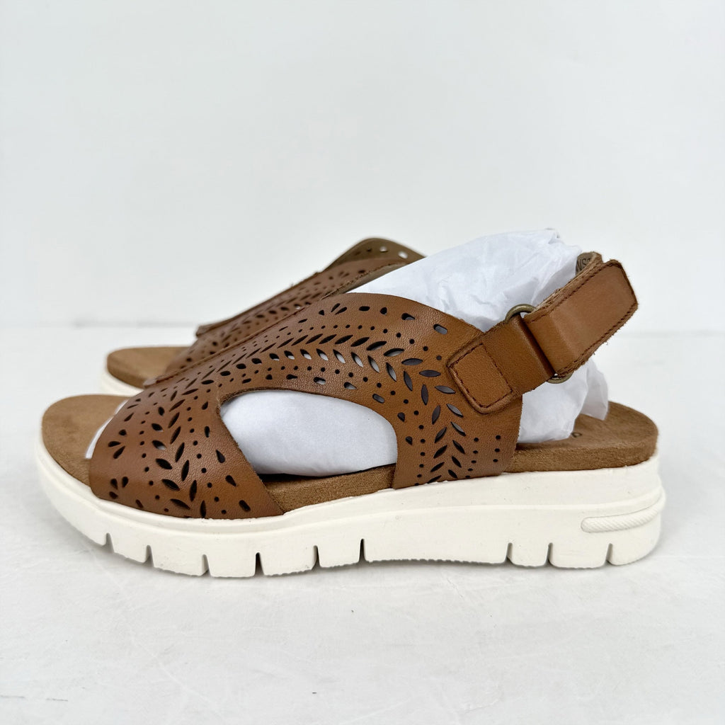 David Tate Womens Mindy Wedge Sandals US 5 M Dark Brown Leather NIB