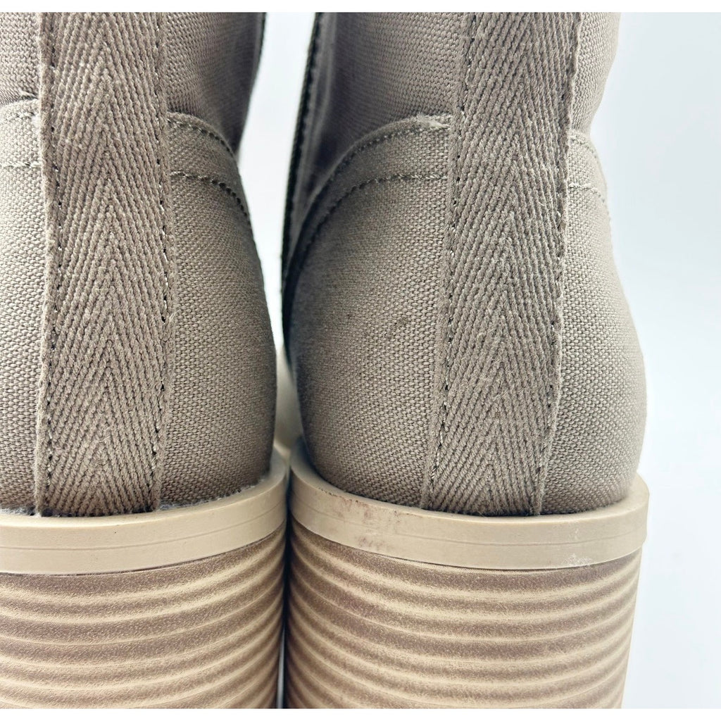 Dolce Vita Womens Combat Boots Size 8.5 Light Tan Canvas Stacked Heel NWOB