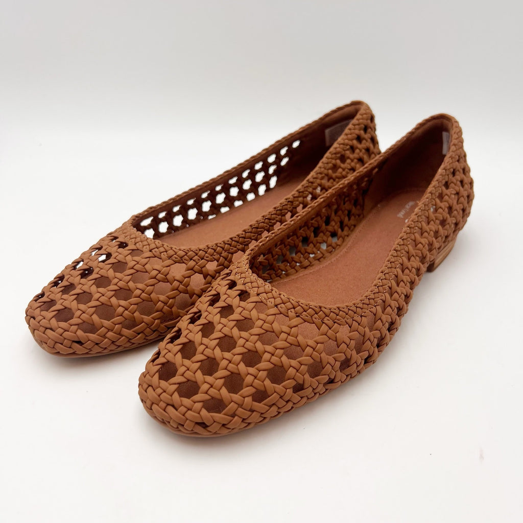 TOMS Womens Briella Ballet Flats Size 10 EU 42 Brown Woven NWOB