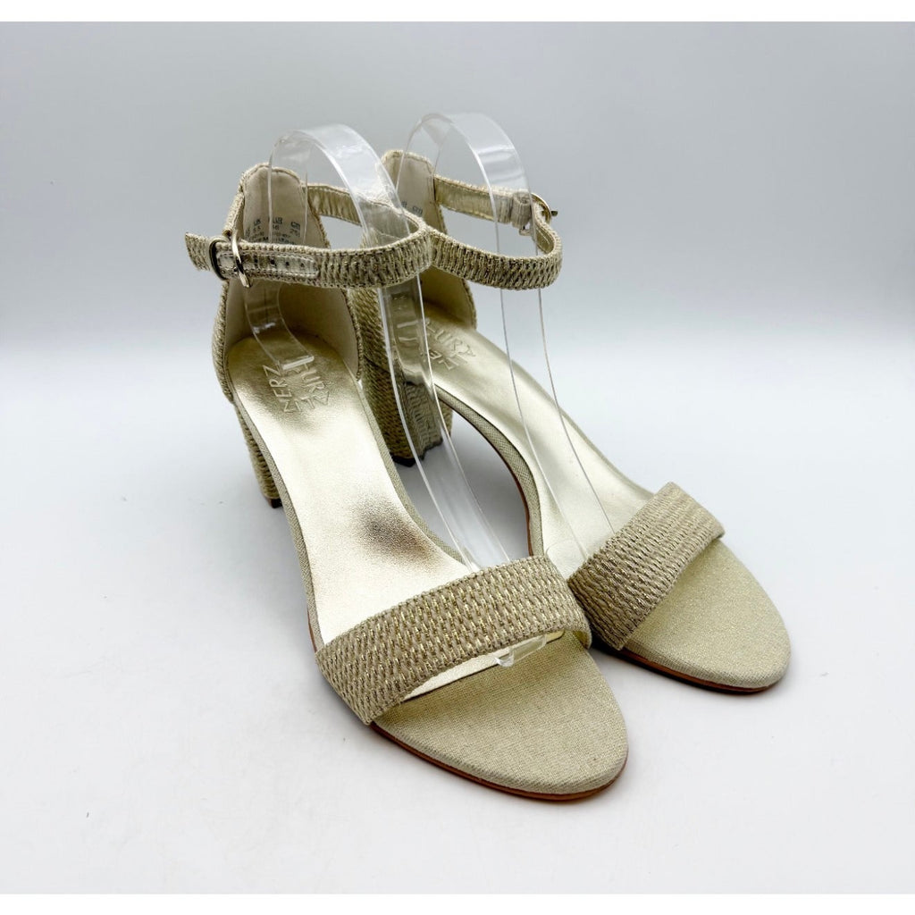 Naturalizer Women's Vera Sandals Size 9 M EU 40 Natural Gold Woven Fabric NWOB