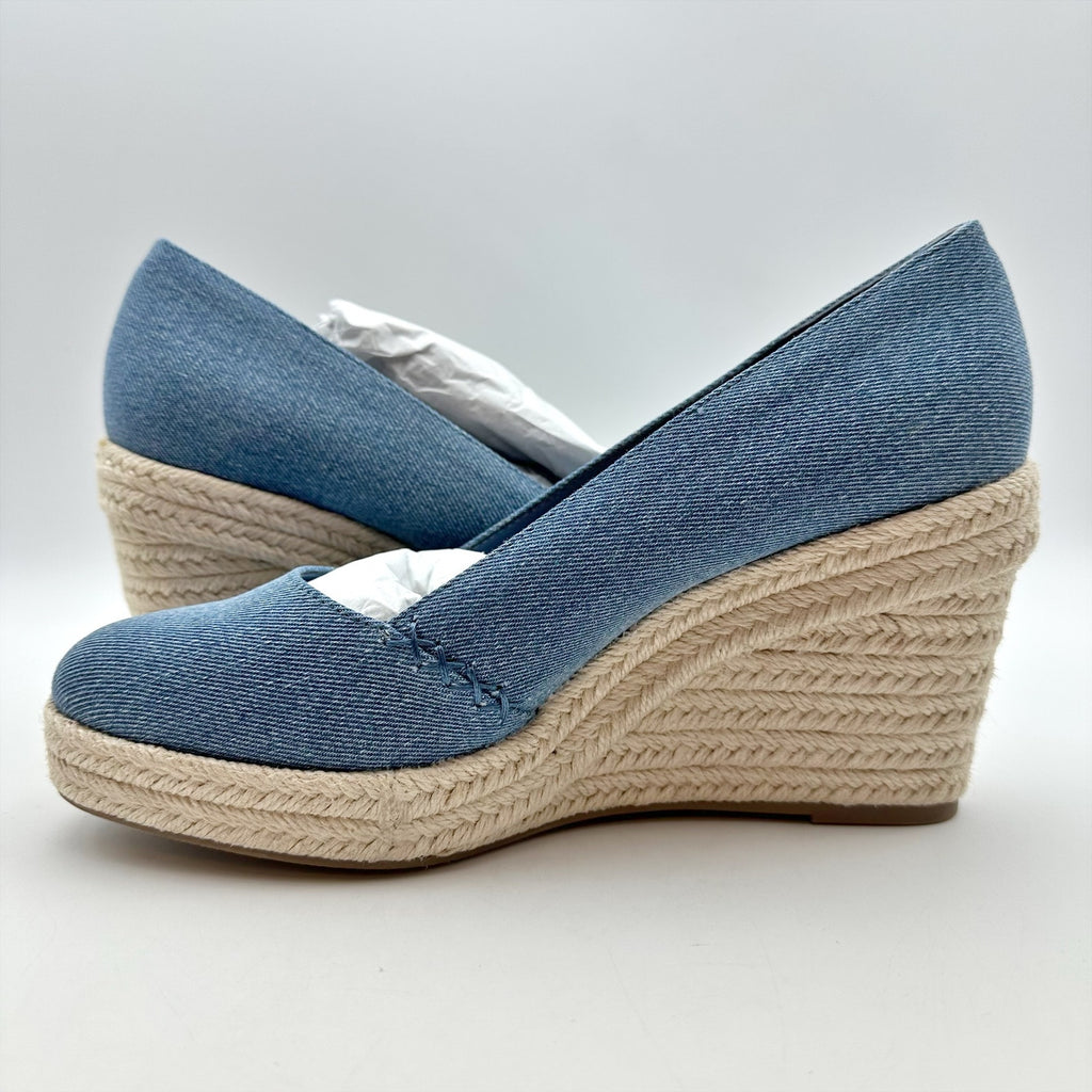 Lucky Brand Womens Imula Espadrille Wedge Heels Size 8.5 Blue Canvas NIB