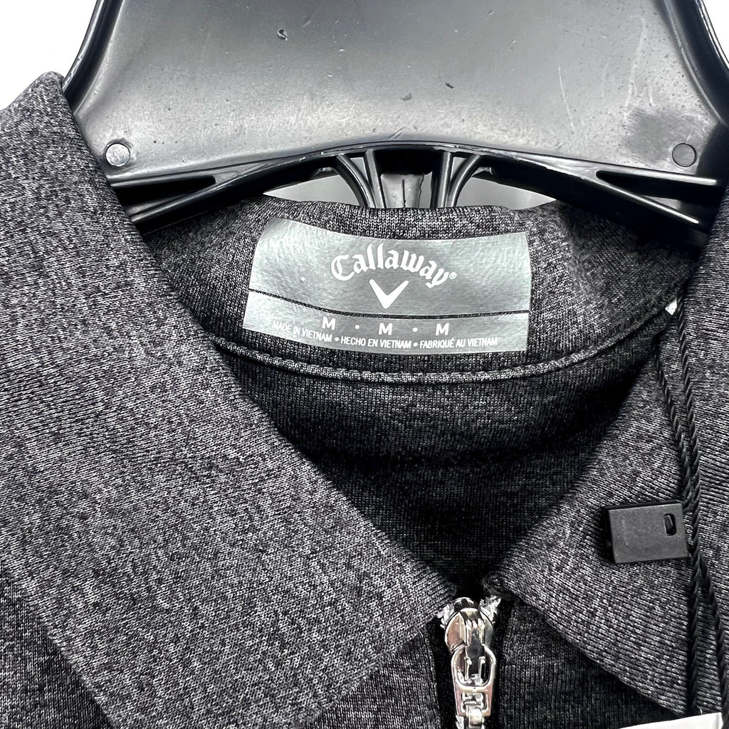 CALLAWAY Womens Golf Polo Shirt Medium Black Heather 1/4 Zip Short Sleeve NWT