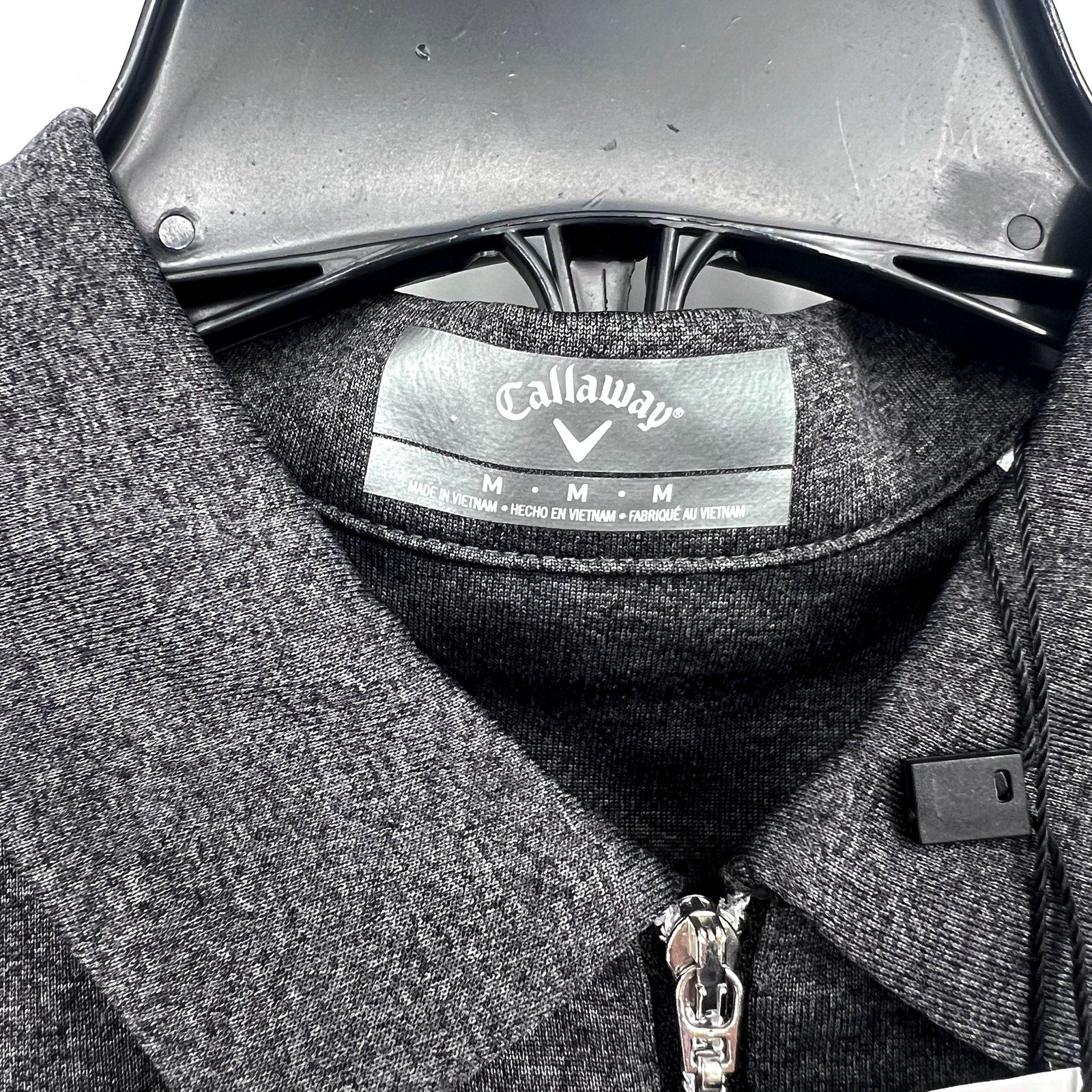 CALLAWAY Womens Golf Polo Shirt Medium Black Heather 1/4 Zip Short Sleeve NWT