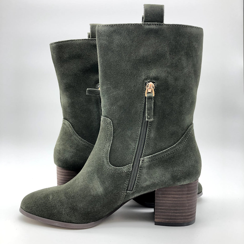 Violet & Red Womens Jarah Western Boots Size 9 Green Suede Mid Calf NWOB