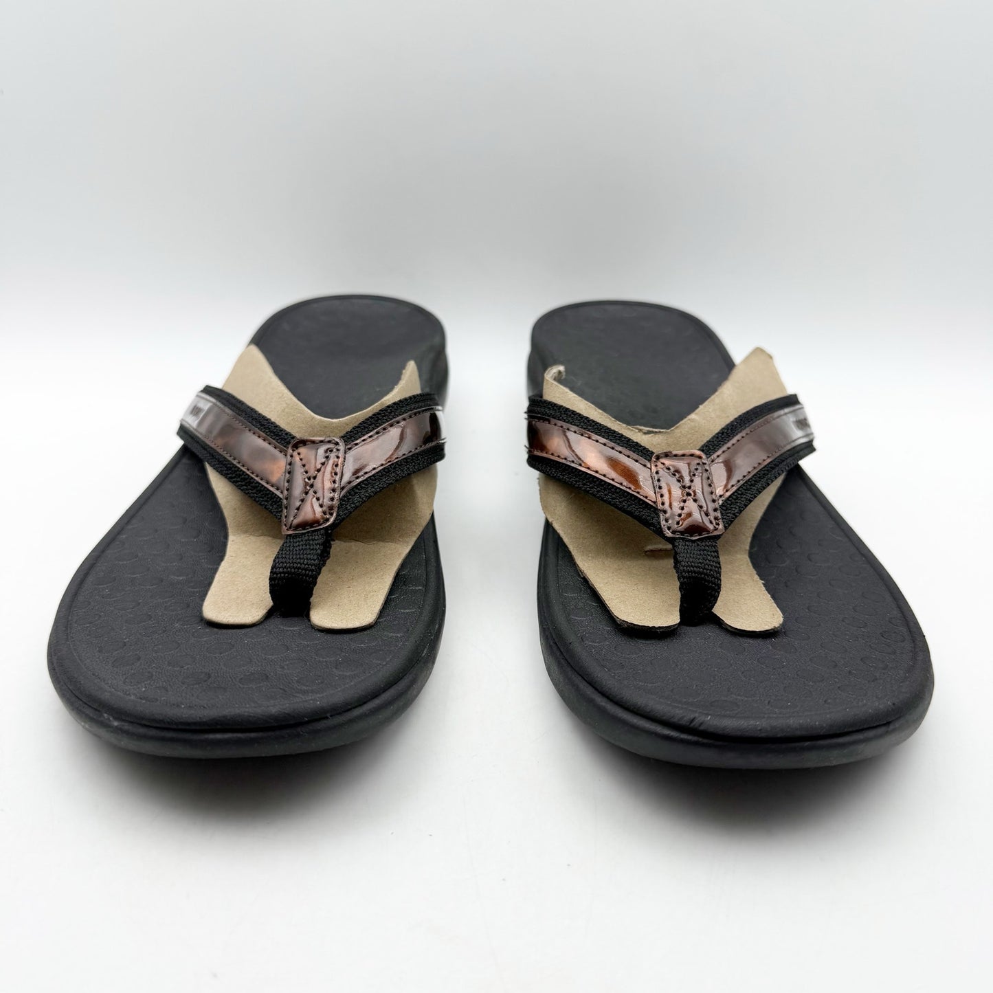 Vionic Womens Tide ll Flip Flop Sandals US 12 M EU 43 Black Brown Slip On NWOB