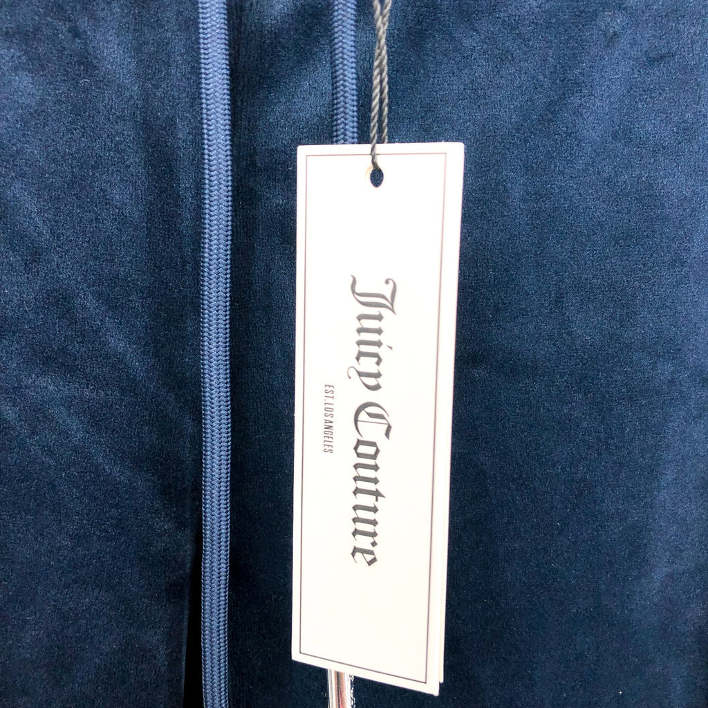 JUICY COUTURE Women's Velour Pants Small Regal Blue Straight Leg Rib Waist NWT
