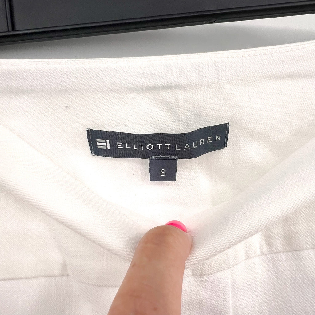 ELLIOTT LAUREN Women's Classic Pull-On Ankle Pants Size 8 White Back Slit NWOT