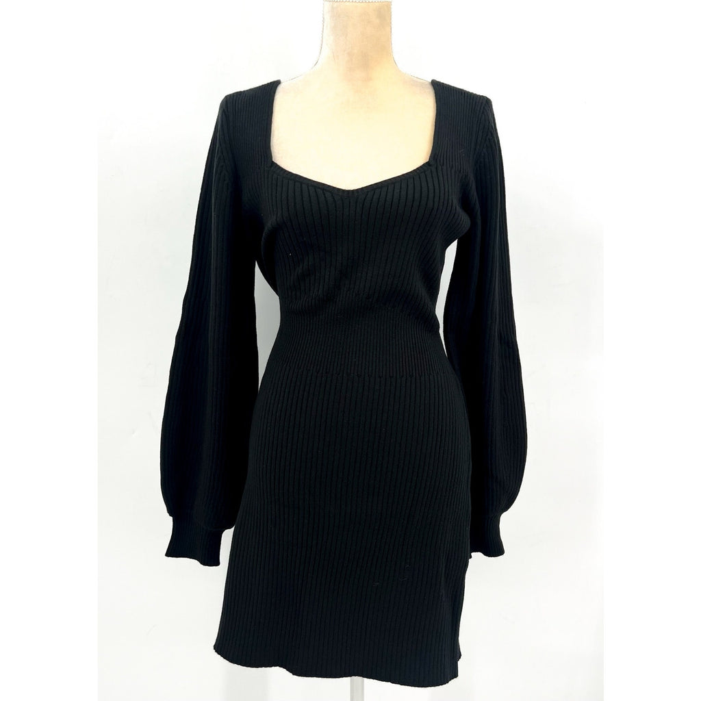 Paige Womens Celie Night Out Sweater Dress XL Black Blouson Sleeves NWOT