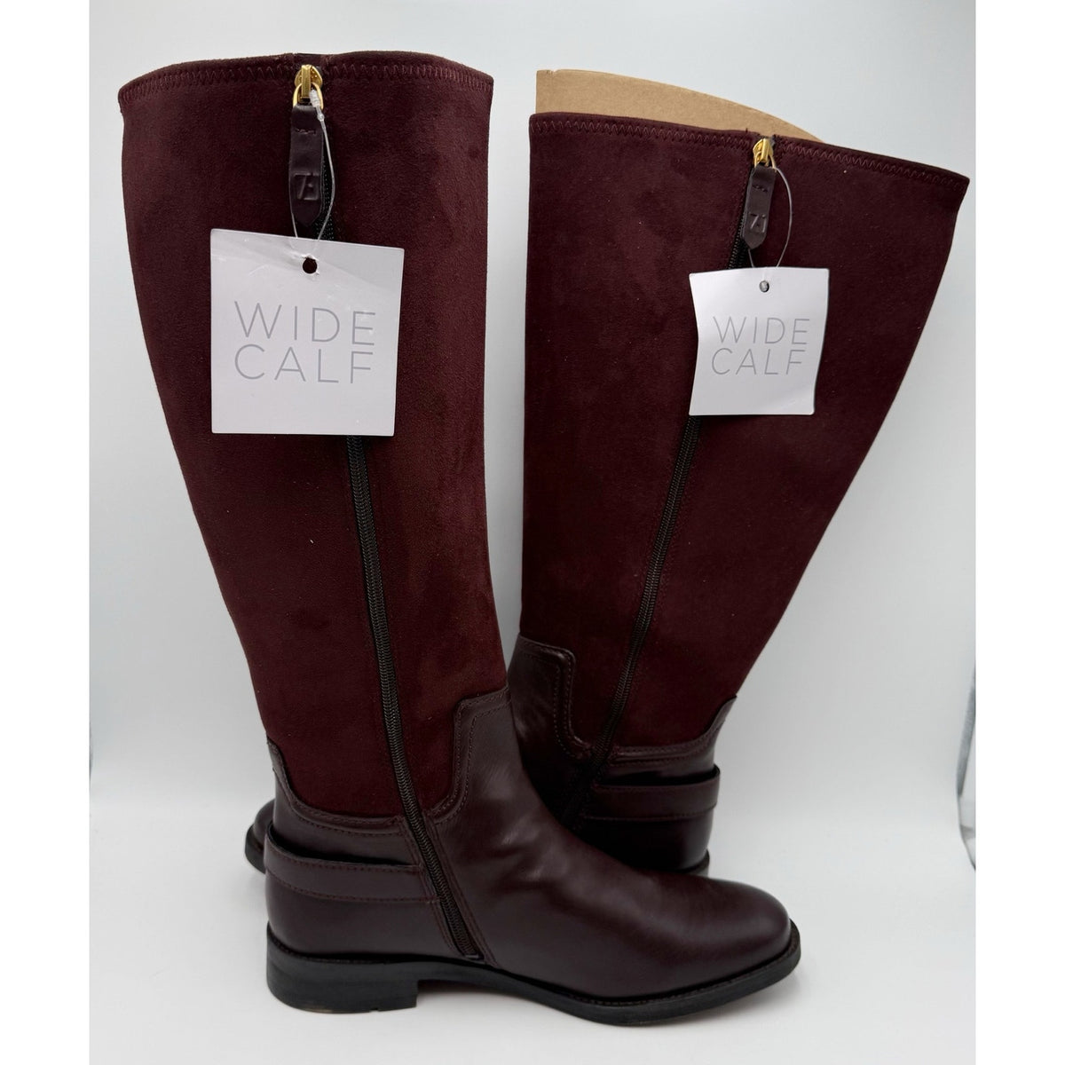 Franco Sarto Womens Merina Knee High Boots US 10 M WIDE CALF Burgundy Brown NWOB