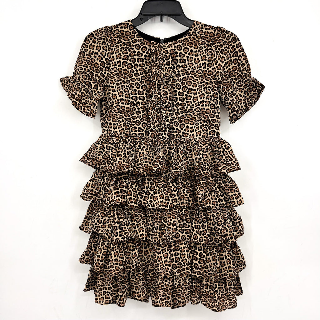 BARDOT Girl's Tia Rara Tiered Dress LARGE Size 16 Leopard Print Ruffle NWT