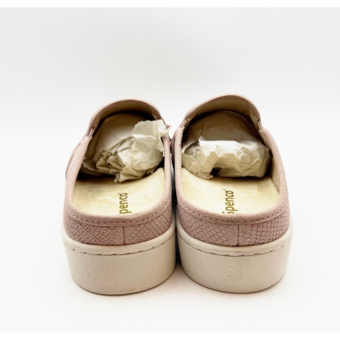 Spenco Women's Bindie Slip On Shoes Size 8 Wide Blush Pink Embossed Suede NIB