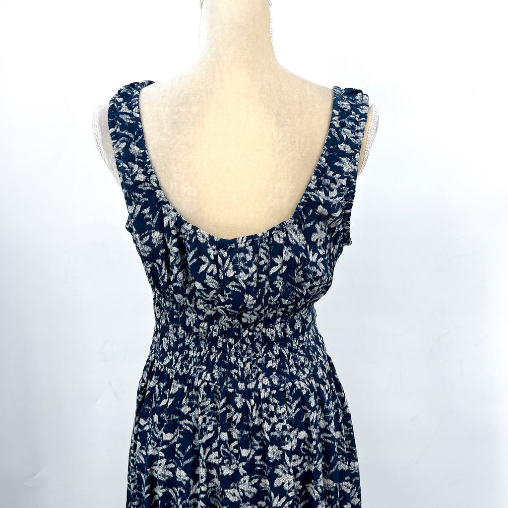 FAHERTY Women's Sunseeker Dress XL Blue White Juniper Ikat Floral Sleeveless NWT
