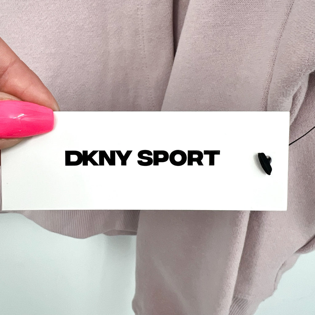 DKNY Women's Sequin Fleece Hoodie Medium Pink Allure Pullover Sweatshirt NWT