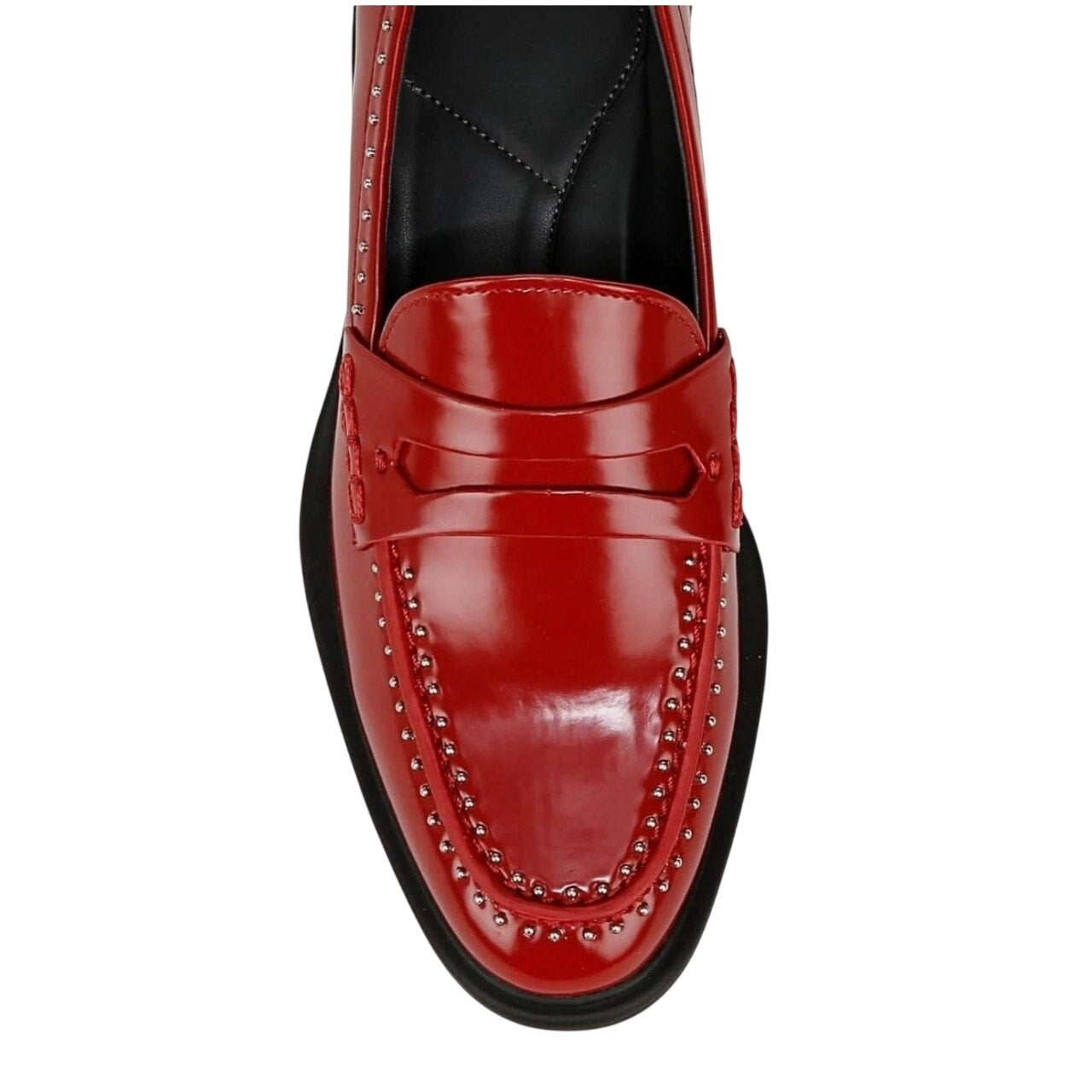 Franco Sarto Womens Eden Studded Loafers US 6 M EU 36 Red Slip On NIB