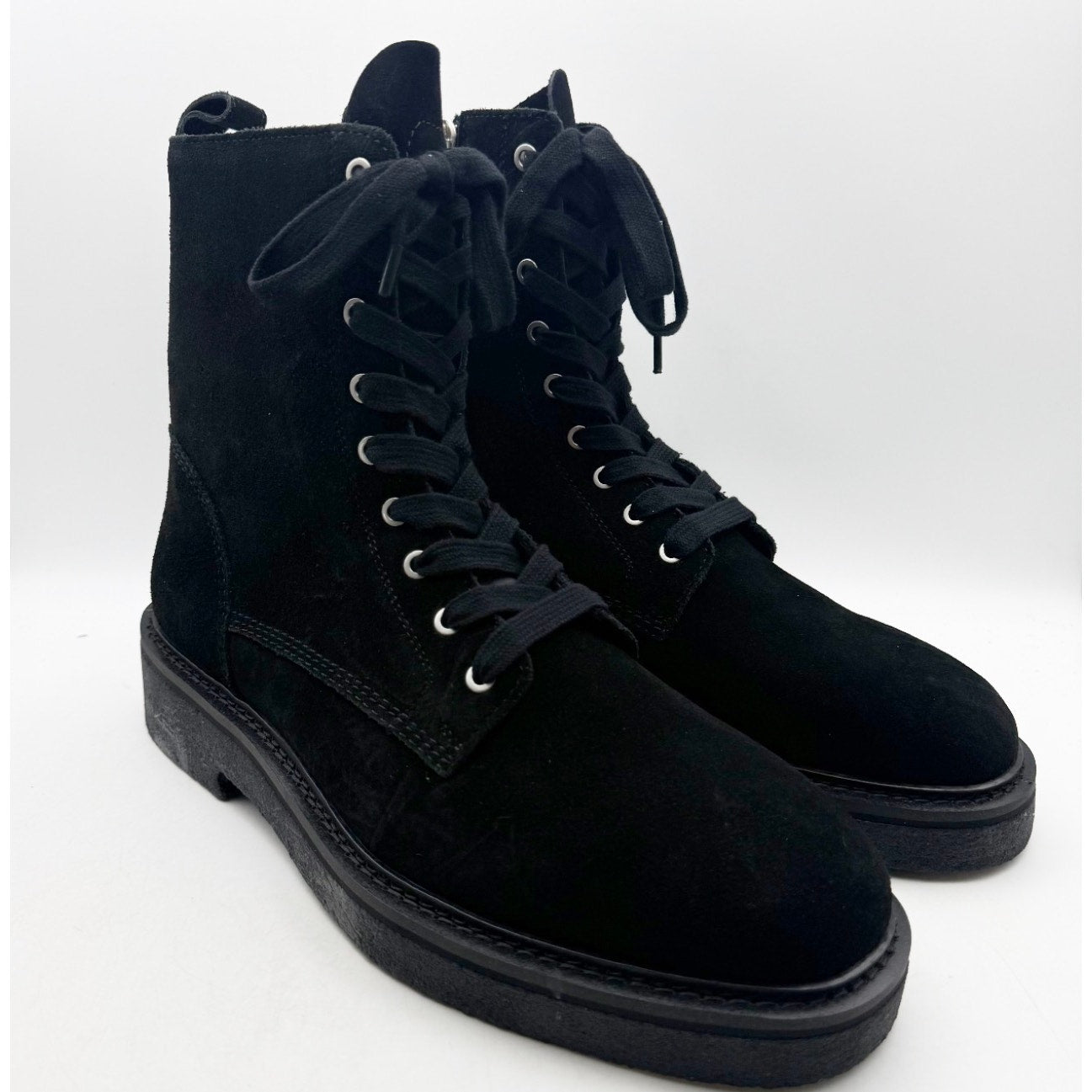 Saint Morta Men's Chunky Boots Size 12 EU 46 Black Suede Lace Up NIB