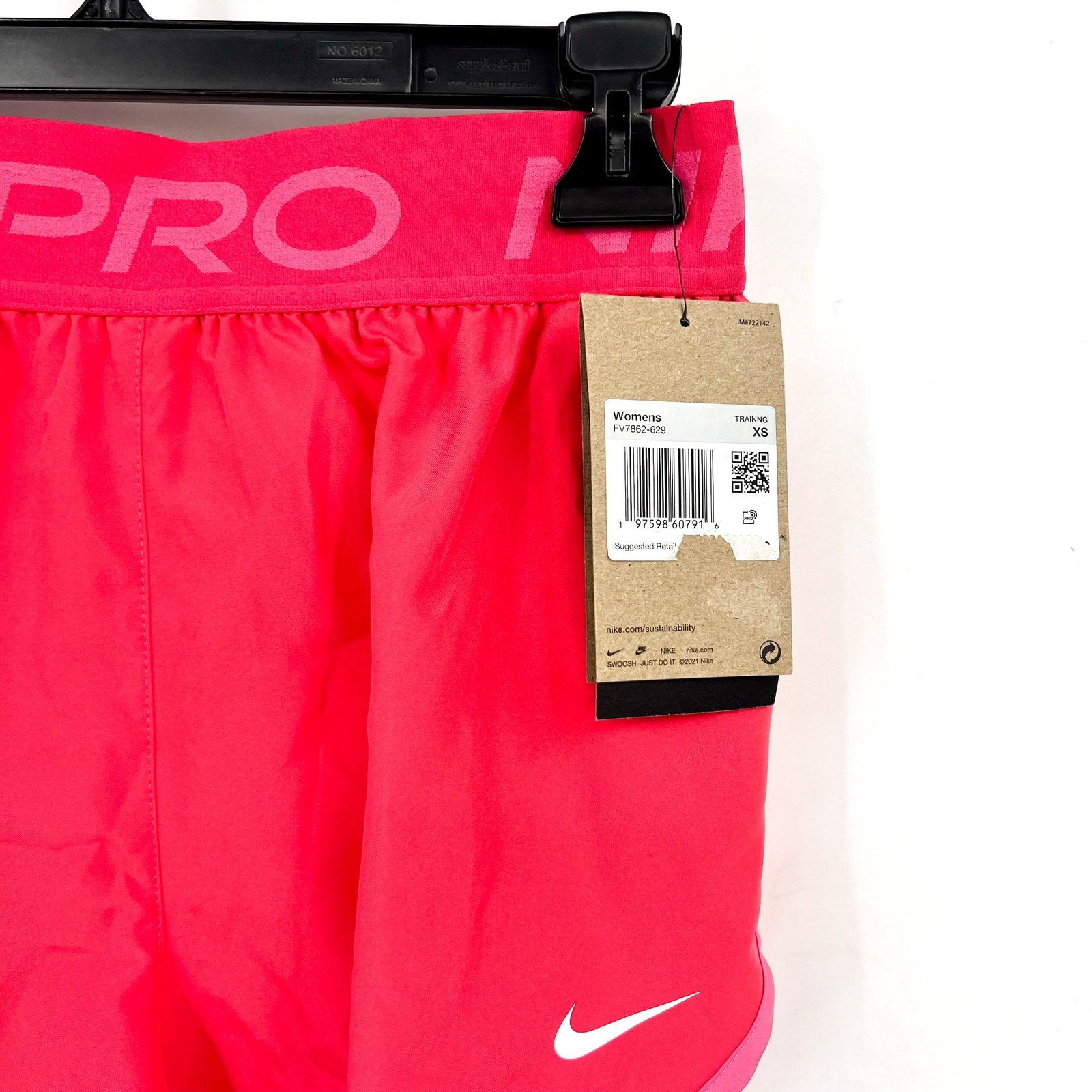 NIKE Women's Pro Tempo Mid-Rise Shorts XS Pinksicle Hot Punch Athletic NWT