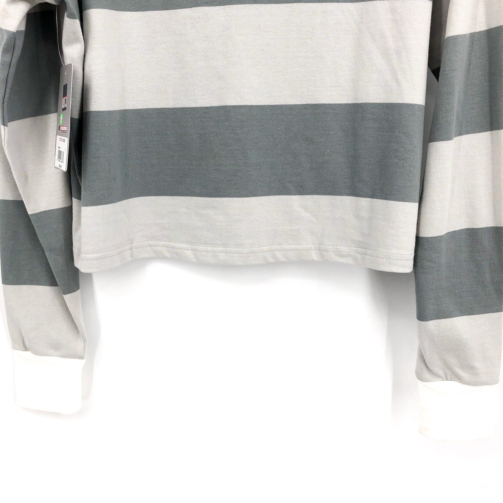 COLOSSEUM Womens Sam Houston World Peace Rugby Pullover Large Grey White NWT
