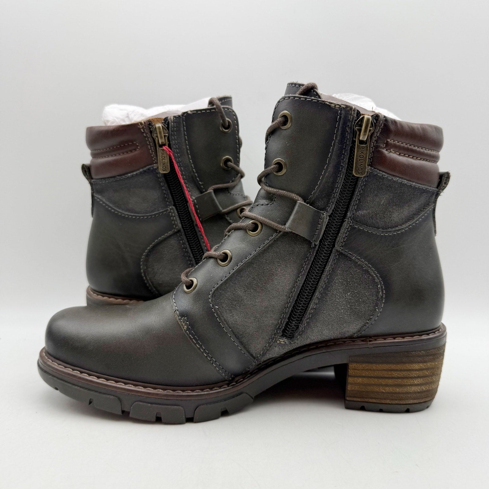 Pikolinos Womens San Sebastian Boots EU 36 US 5.5-6 Grey Calfskin Leather NWOB