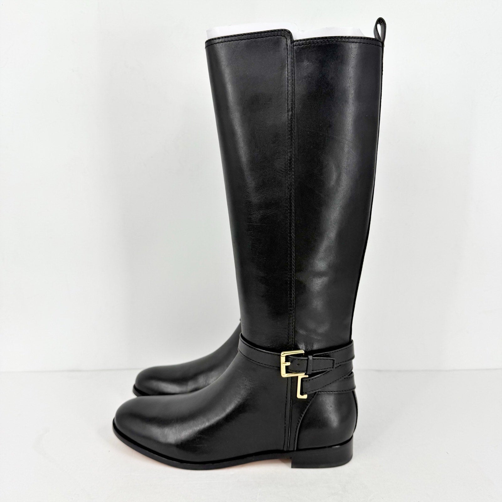 Lauren Ralph Lauren Womens Blayke Buckled Riding Boots US 5 Black Leather NWOB