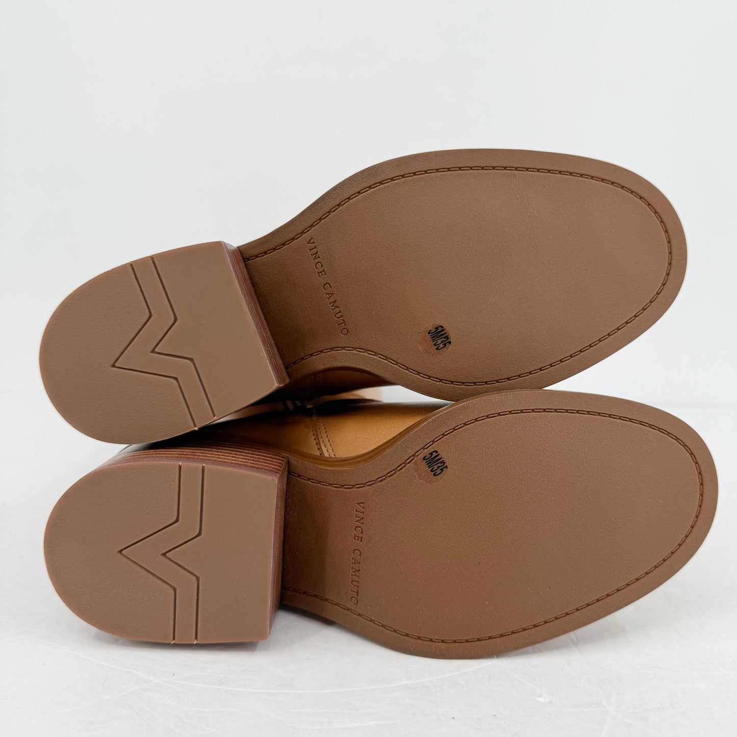 Vince Camuto Womens Vuliann Tall Heeled Boots US 5 M Brown Burnished Leather NIB