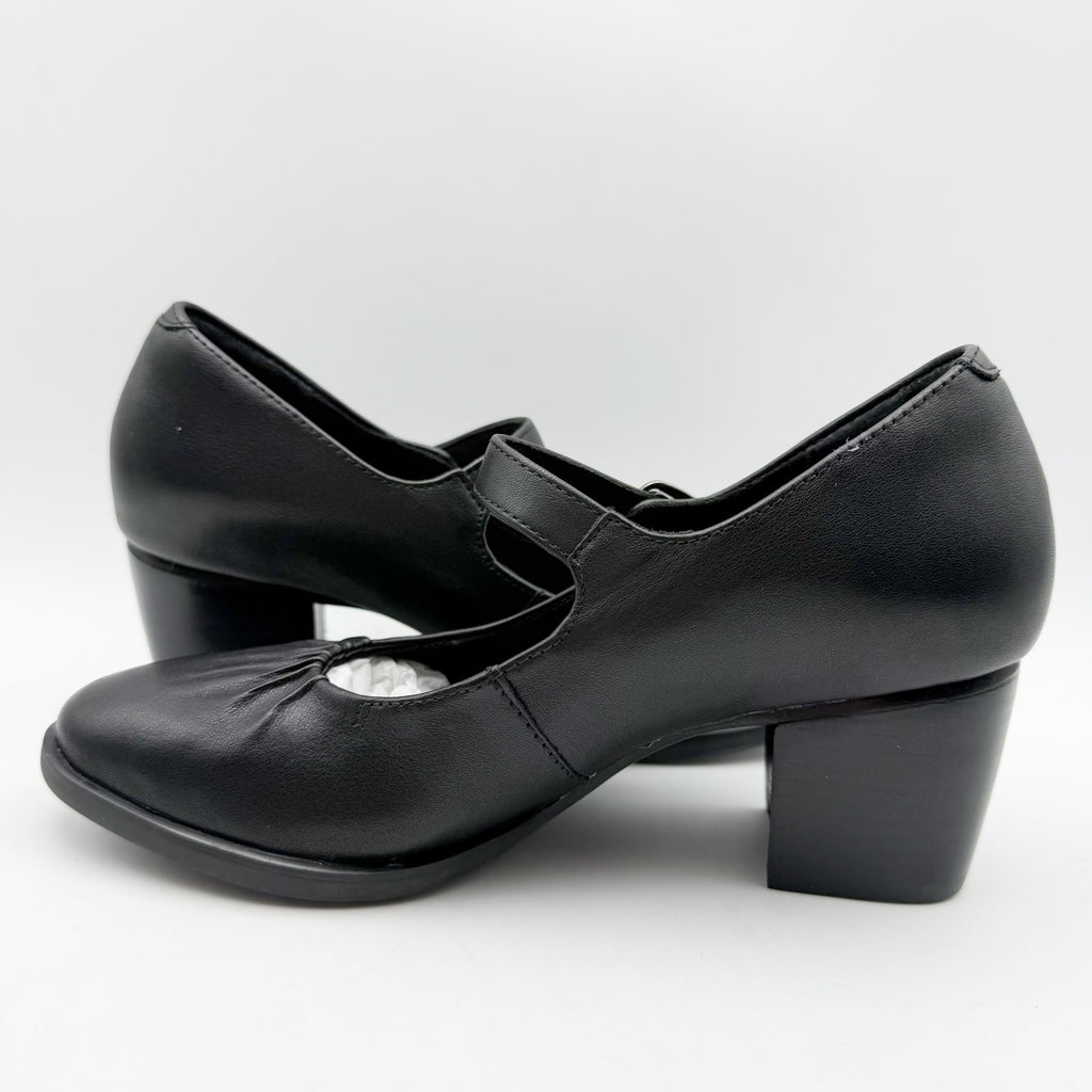 Aetrex Womens Sara Mary Jane Pumps EU 36 US 6-6.5 Black Leather Heels NIB