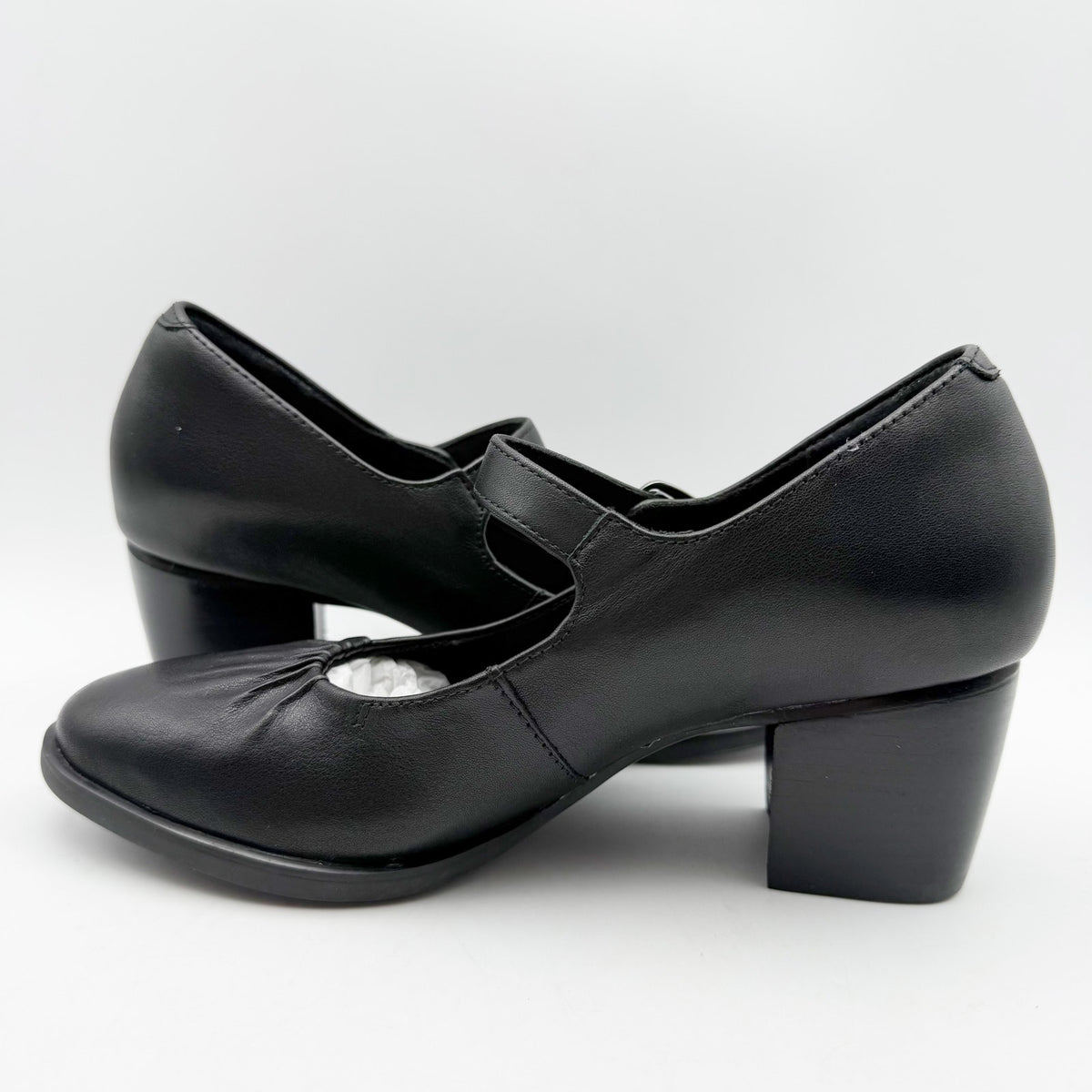 Aetrex Womens Sara Mary Jane Pumps EU 36 US 6-6.5 Black Leather Heels NIB