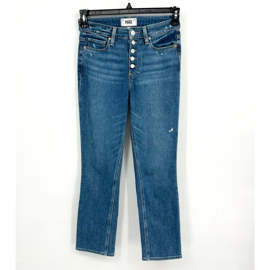 PAIGE Womens Cindy Crop Jeans Size 25 US 0 Blue Say Anything Exposed Button NWOT