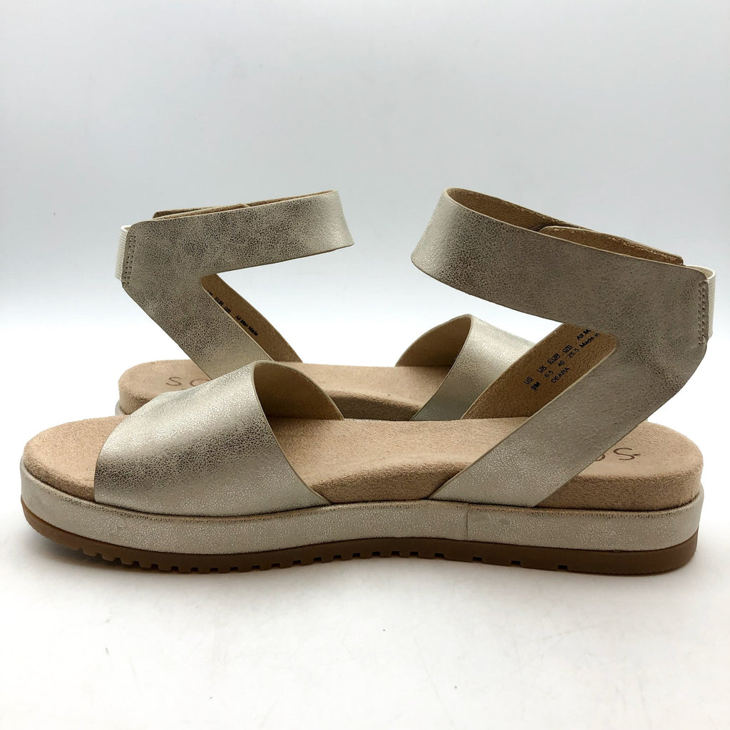 Soul Naturalizer Womens Deara Platform Flat Sandals 9.5 WIDE Gold Leather NIB