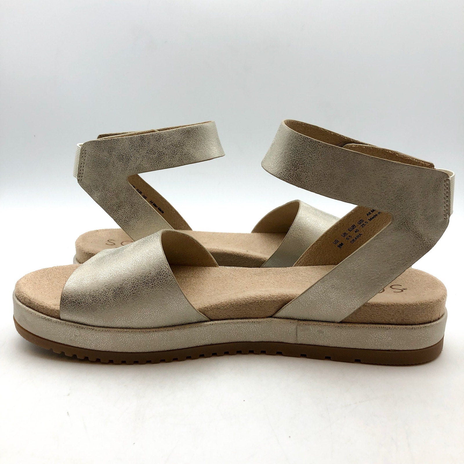 Soul Naturalizer Womens Deara Platform Flat Sandals 9.5 WIDE Gold Leather NIB