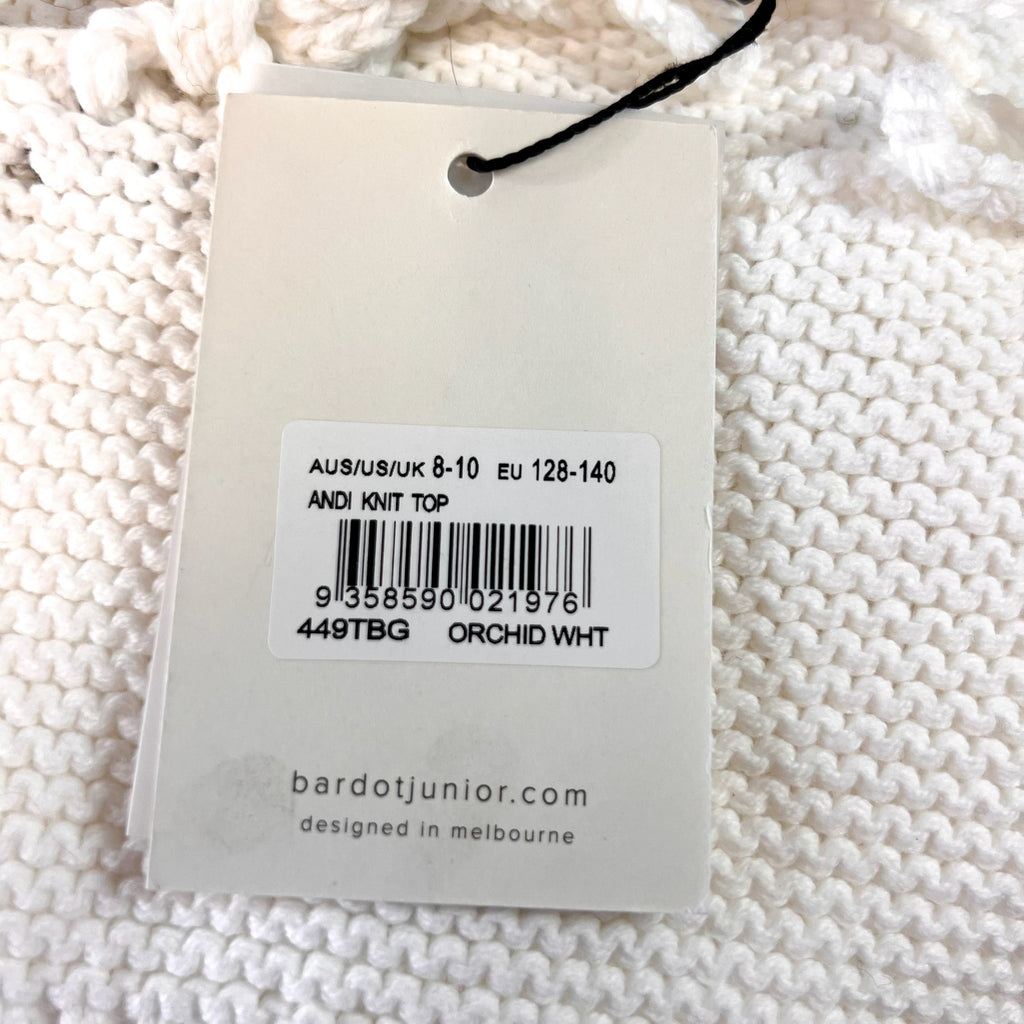 BARDOT JUNIOR Girls Andi Knit Top Size 8-10 Medium Orchid White Tie Back NWT