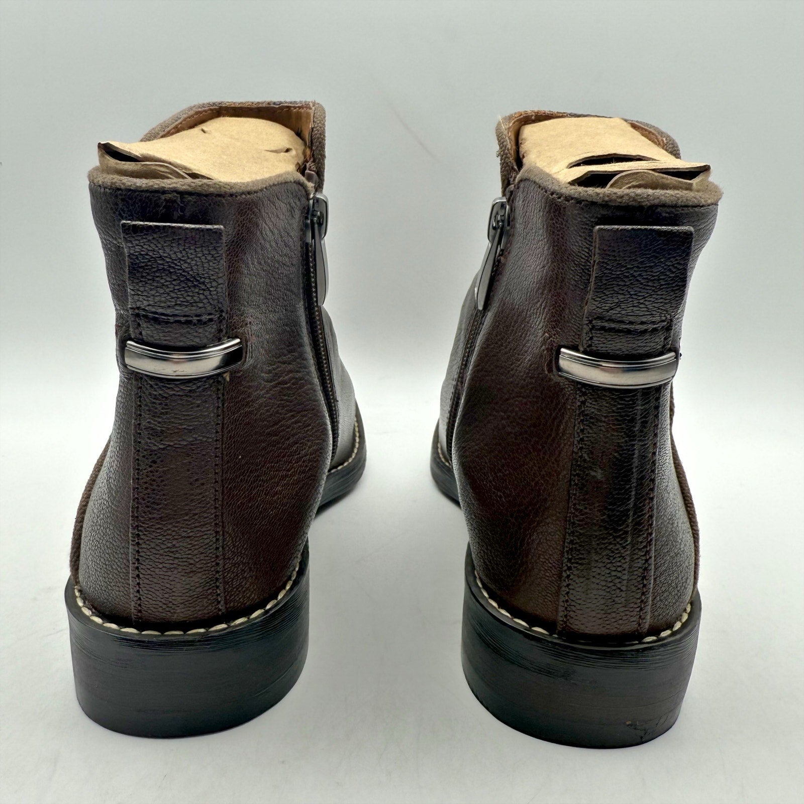 Franco Sarto Womens Marcus Ankle Boots Size 5.5 M Brown Leather Booties NIB