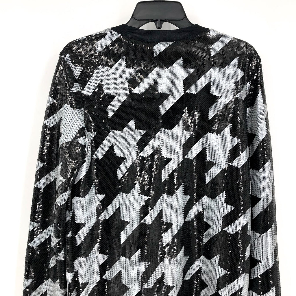 ALLSAINTS Juela Toni Sequin Check Mini Dress Medium Black White Long Sleeve NWT