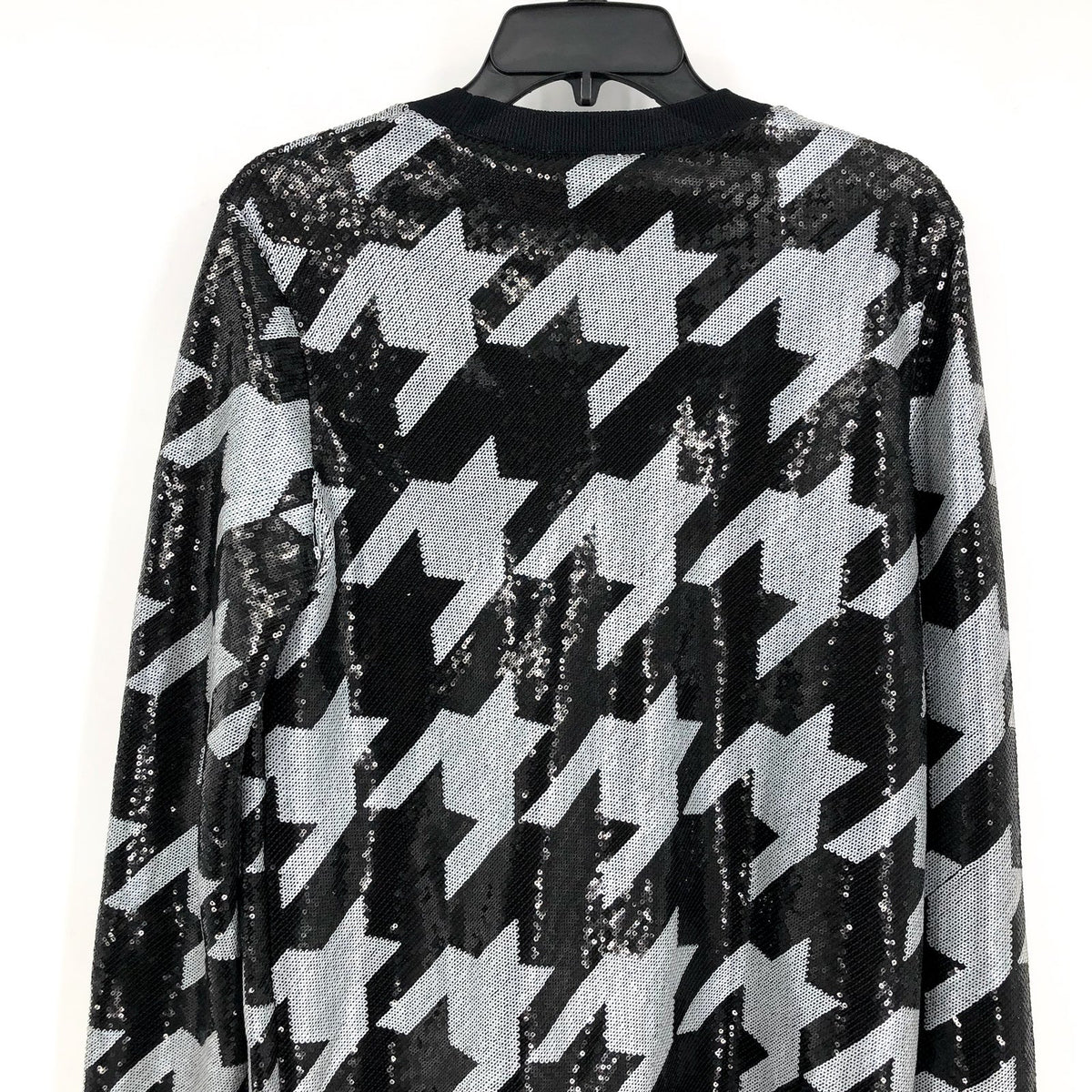 ALLSAINTS Juela Toni Sequin Check Mini Dress Medium Black White Long Sleeve NWT