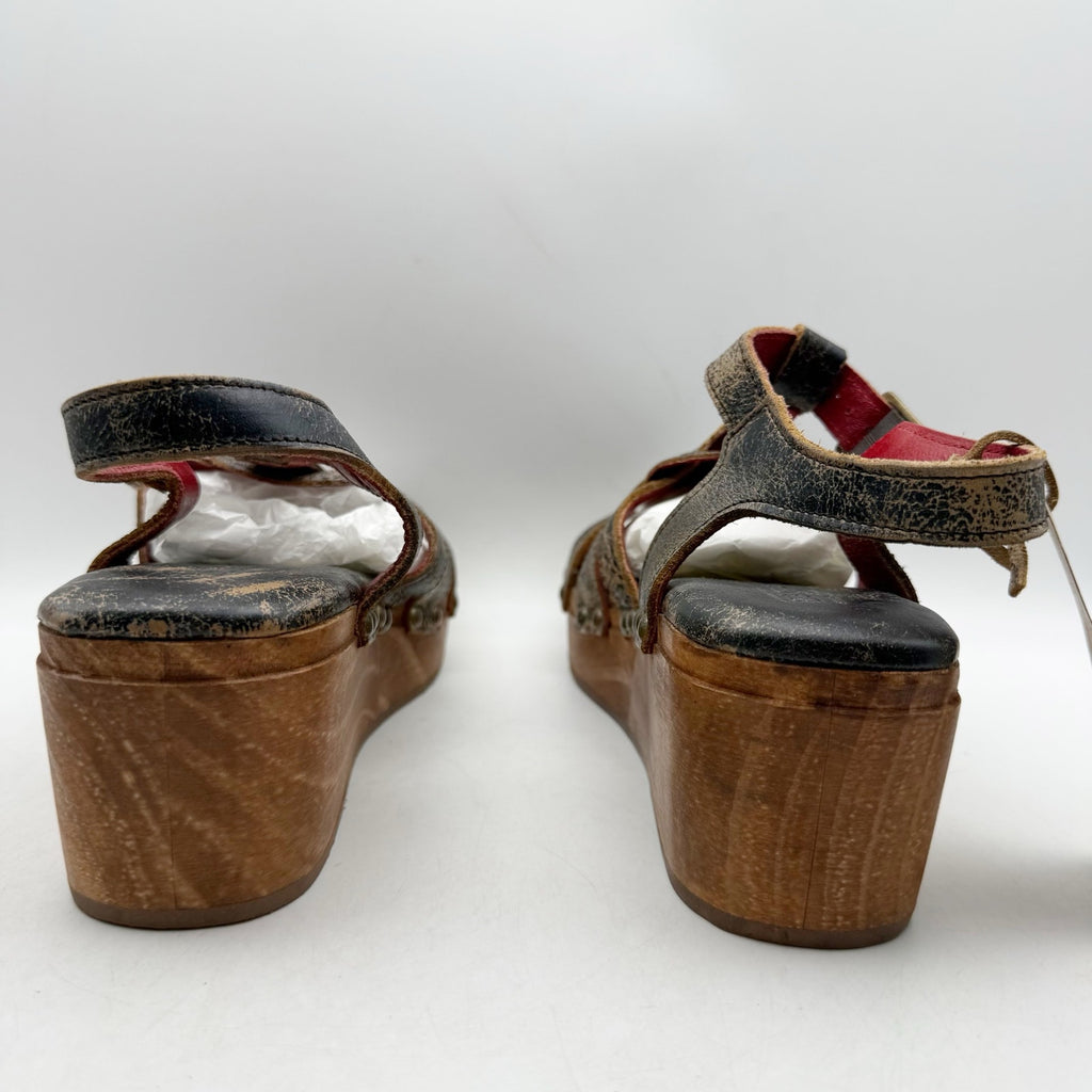 Bed Stu Womens Fabiola Sandals US 8.5 Black Distressed Leather NWT