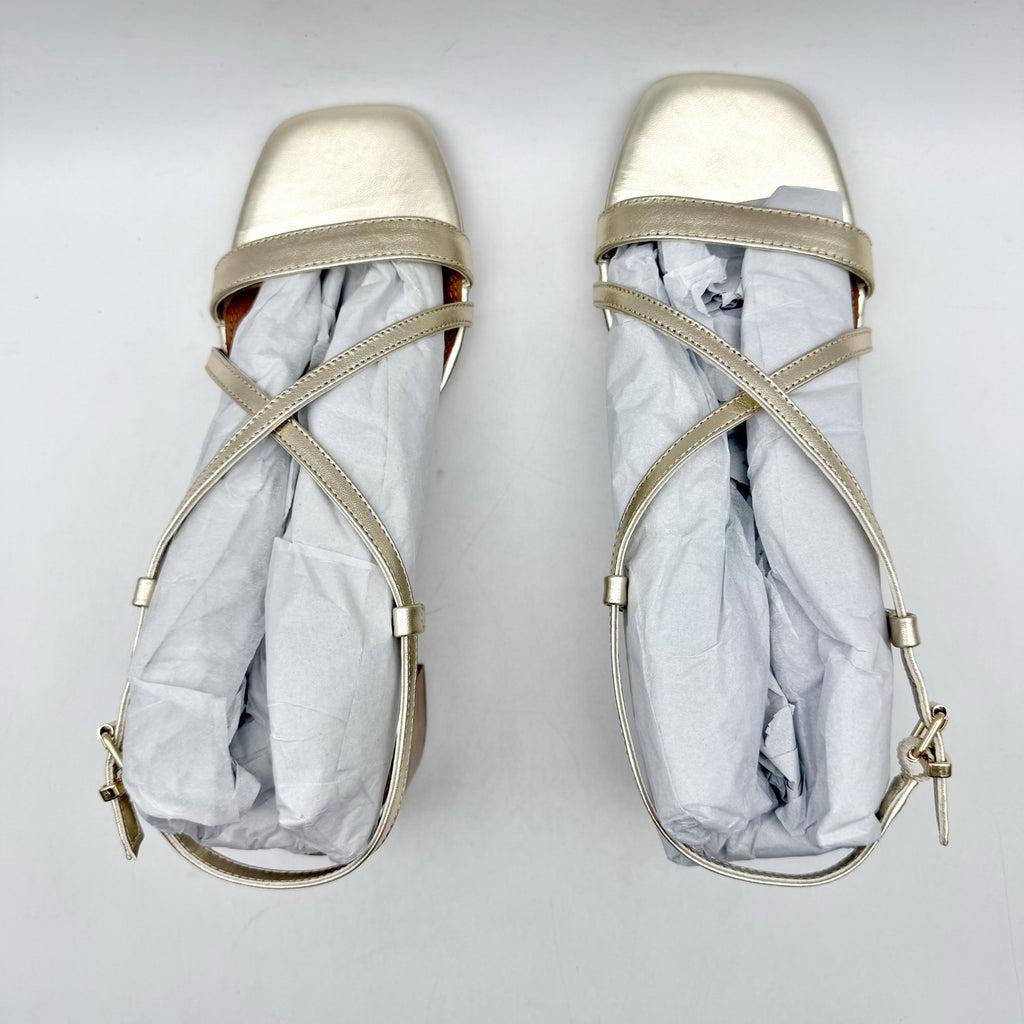 Dune London Womens Jaskell Heeled Sandals EU 38 US 8 Gold Leather NIB