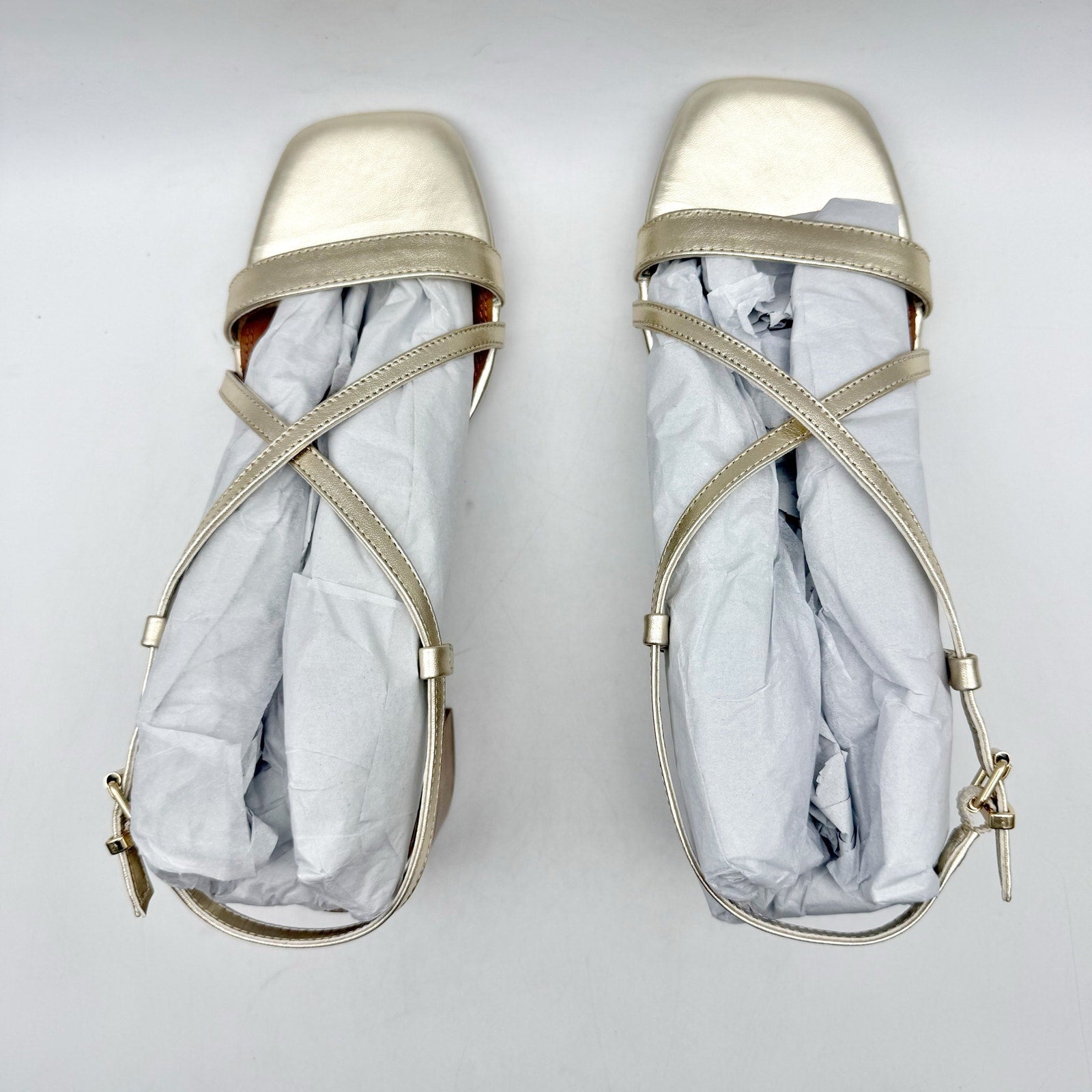 Dune London Womens Jaskell Heeled Sandals EU 38 US 8 Gold Leather NIB
