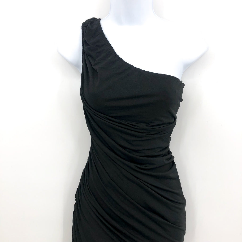 STEVE MADDEN Ayana Dress XS Black Ruched One Shoulder Bodycon Stretch NWT