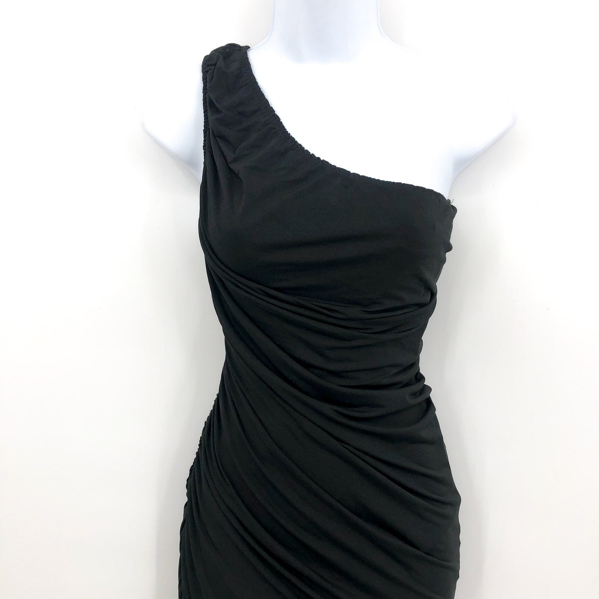 STEVE MADDEN Ayana Dress XS Black Ruched One Shoulder Bodycon Stretch NWT