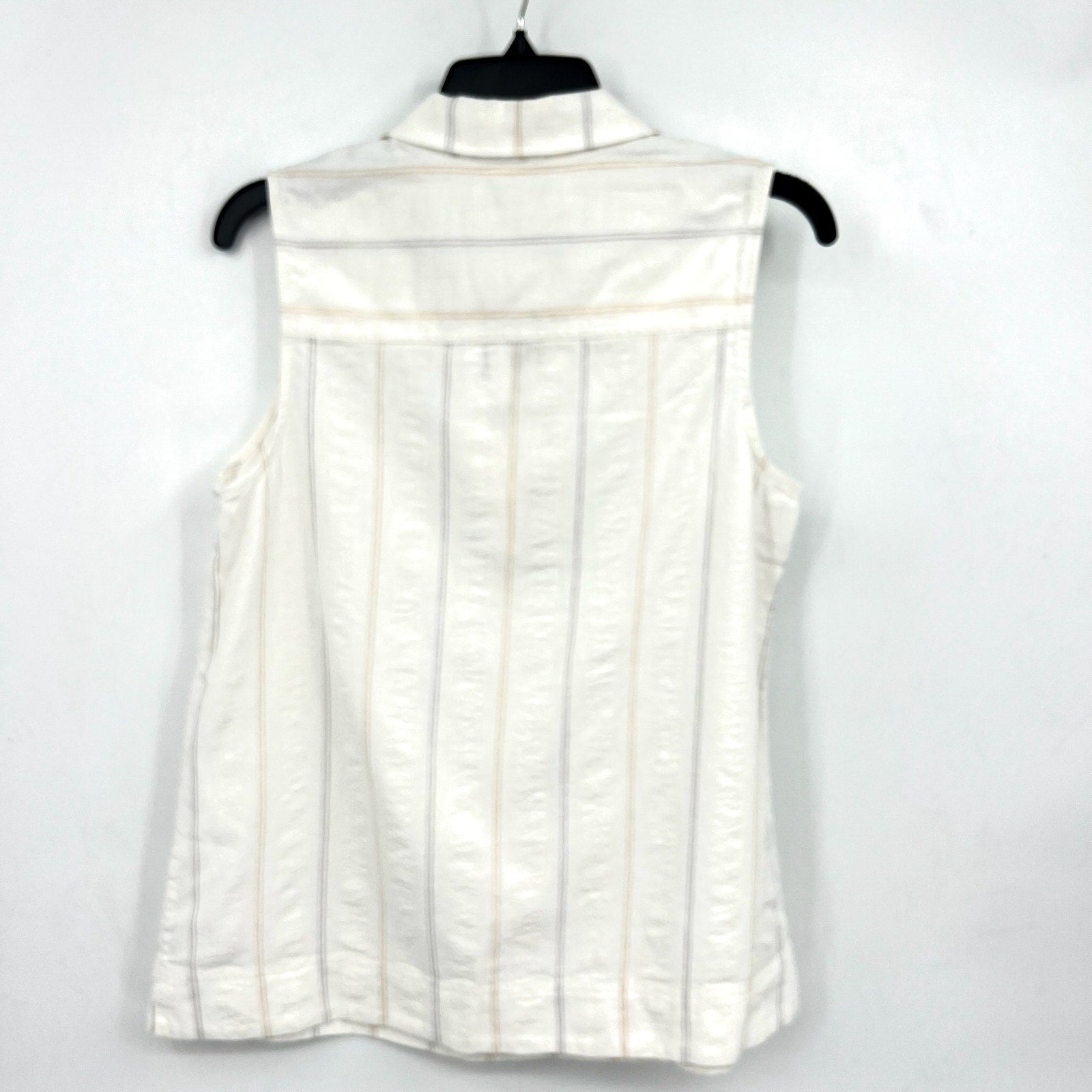 TOMMY BAHAMA Womens Palm View Popover Top Small White Linen-Blend Striped NWT