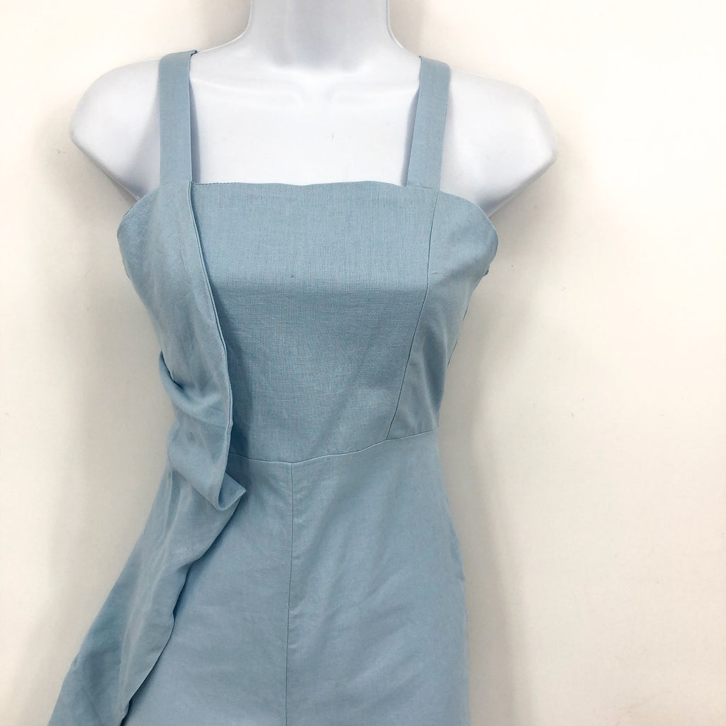 BARDOT JUNIOR Girls Nelly Ruffle Jumpsuit Size 6 Small Sky Blue Square Neck NWT