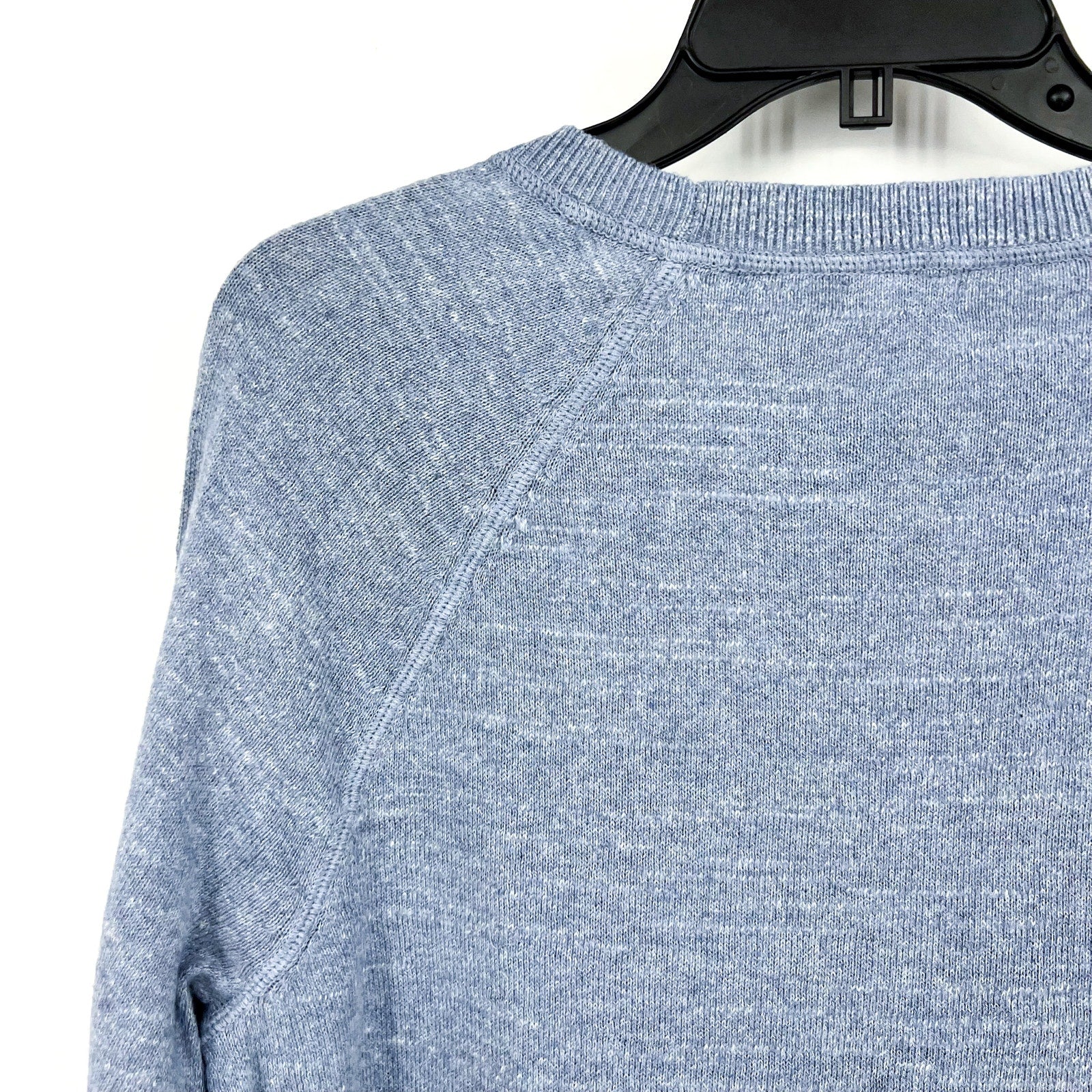 L.L BEAN Womens Slub Sweatshirt Sweater Medium Blue Indigo Organic Cotton NWT