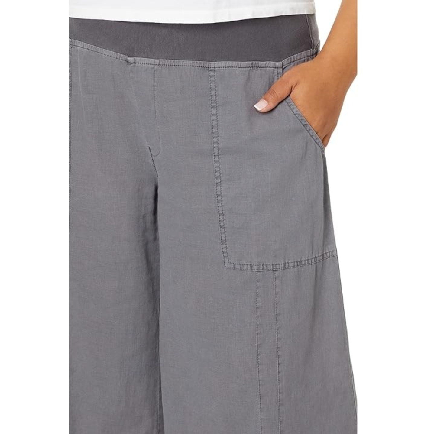 XCVI Women's Garni Crop Casual Pants Large Gray Nebulous Pigment Wide Leg NWT