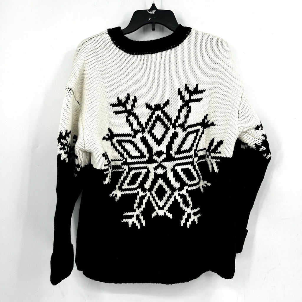 SHOW ME YOUR MUMU Stowe Sweater XS BLACK WHITE Snowflake Knit Crewneck NWOT