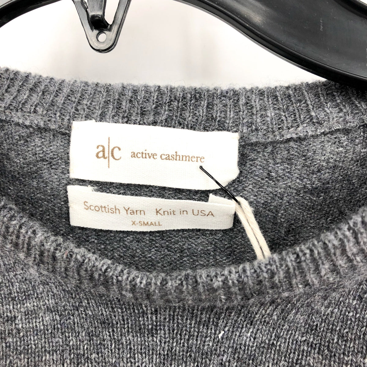 ACTIVE CASHMERE Women's Fitted Cashmere Sweater XS Charcoal Gray Crewneck NWT