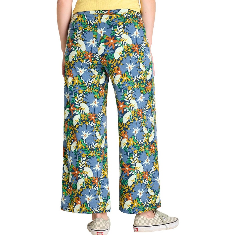TOAD & CO Women's Chaka Wide Leg Pants Large Blue Midnight Floral Pull-On NWT