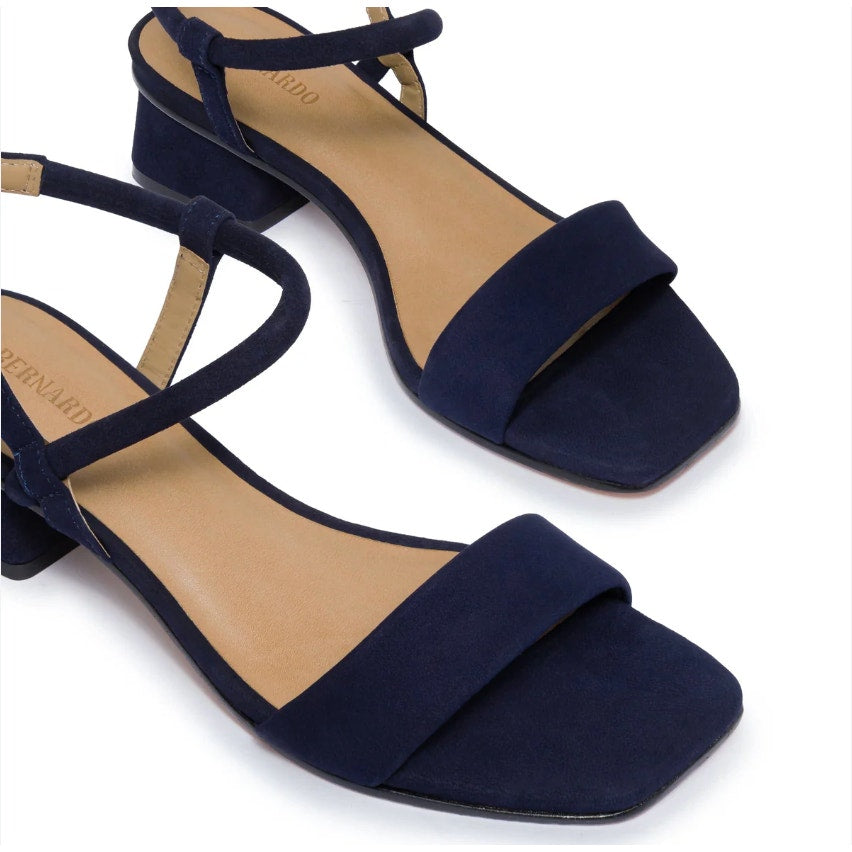 Bernardo Womens Josei Heeled Sandal US 11 Navy Blue Suede Leather NIB