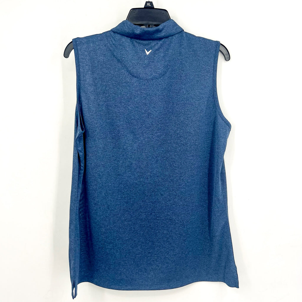 CALLAWAY Women's 1/4 Zip Sleeveless Polo Shirt Small Blue True Navy Heather NWT